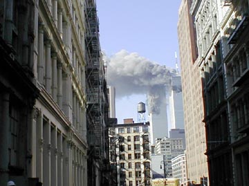 Both towers on fire, 9:15am